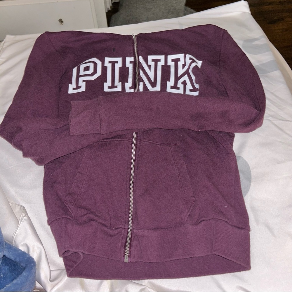 pink zip up hoodie